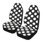 2 PCS Polka Dot Car Seat Covers Abstract White Dots on Black Background Modern Pattern Cute Dots Pattern Vehicle Seat Protector Cushion Cover Universal Car Accessories for SUV Truck Sedan - color: White Black