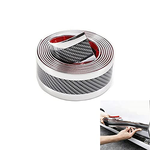 Universal Carbon Fibre Car Door Entry Guards Protector, Flexible Self-Adhesive Car Sill Sticker for SUV Truck (Silver, 3250cm / 1.298.4" (WL)) - color: Silver, size: 1.2 × 98.4 in (W×L)