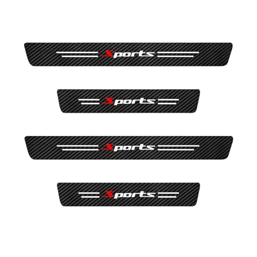 4PCS Car Door Sill Protector, Anti-Scratch Carbon Fiber Sport Vehicle Threshold Guard Sticker, Self-Adhesive Automotive Door Sills Scratch Protection Accessories, Universal for Most Vehicles