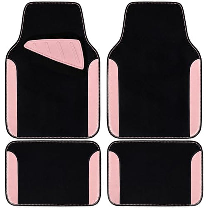 CAR PASS Waterproof Universal Fit Car Floor Mats, Car Mats Fit for SUV,Vans,sedans, Trucks,Set of 4pcs Car Carpet with Driver Heel Pad (Light Pink) - color: Light pink