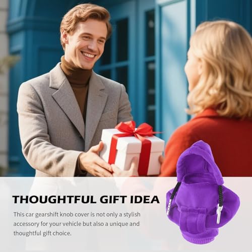 OFBAND Funny Car Gear Shift Cover,Cute Car Gear Shift Hoodie as Christmas Cars Decorations,Universal Soft Shifts Knob Cover Protects from Wear & Dust (Purple) - color: Purple