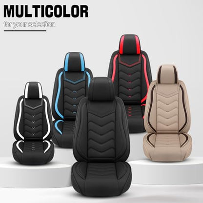 Car Seat Cover for KIA Soul 2010-2025, Driver's Seat Covers,Non-Slip Waterproof seat Cover,Wear-Resistant Nappa Leather car seat Covers. (Standard 2 Seats/Black Red) - color: Black Red, size: Standard 2 Seats