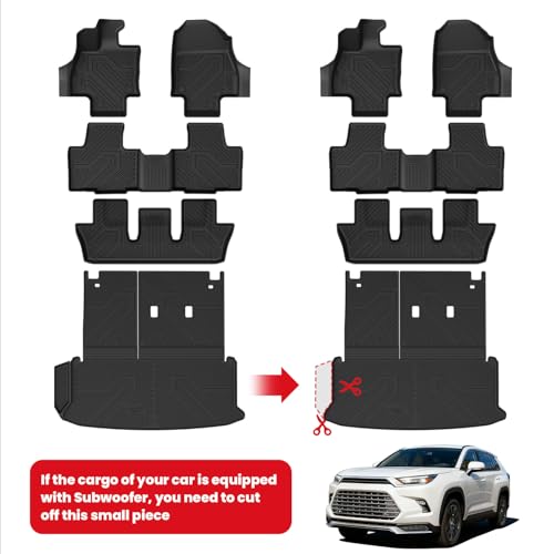LASFIT Floor Mats for Toyota Grand Highlander 2026 2025 2024 Fits Without or with subwoofer (Include Hybrid), All Weather TPE Custom Fit Rear Trunk Mat for Grand Highlander Accessories - size: 2024-2026|For Toyota Grand Higlander|Full Sets