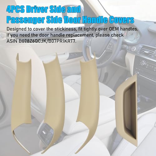 Jaronx Compatible with BMW X3 F25/X4 F26 Door Handle Cover, 4PCS Driver Side Door Armrest Pocket Insert & Interior Passenger Pull Handle Covers for BMW X3 F25 2010-2016, X4 F26 2014-2017 (Beige)