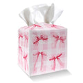 Tissue Box Cover Holder - Pink Bows Checkerboard PU Leather Tissue Box Cover with Bottom Belt, Square Facial Paper Organizer for Tabletop, Bathroom, Kitchen, Car & Office -046 - color: Pink Bows