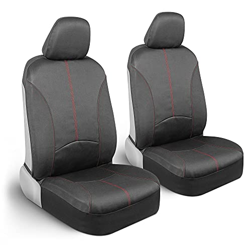 Motor Trend SpillGuard Waterproof Car Seat Covers for Front Seats, Red Stitching – Durable Neoprene Car Seat Protectors, Easy to Install, Interior Covers for Auto Truck Van SUV - color: Red Stitching