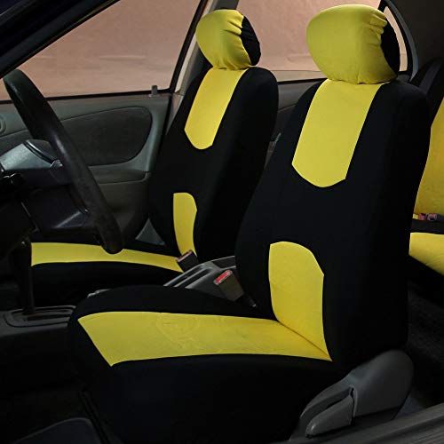 FH Group Flat Cloth Full Set Car Seat Covers Three Row 7 Seater - Universal Fit for Cars, Trucks & SUVs Yellow - color: Yellow