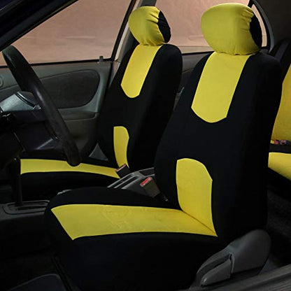 FH Group Flat Cloth Full Set Car Seat Covers Three Row 7 Seater - Universal Fit for Cars, Trucks & SUVs Yellow - color: Yellow