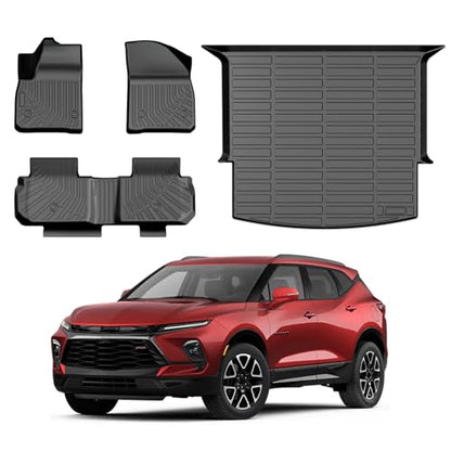 Blazer Floor Mats - Car Mats for Chevy Blazer 2019-2026(Gas Only), All Weather Floor Mats and Cargo Liner for Blazer Base/L/LS/LT/Premier/RS, Heavy Duty Rubber Mats, Car Accessories - size: 1)Chevy Blazer 2019+ Full Set