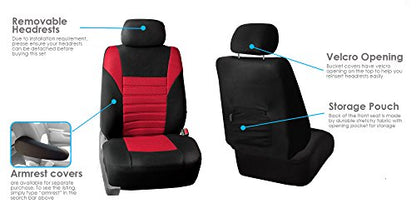 FH Group Car Seat Covers Front Set Premium 3D Air Mesh - Low Back Car Seats with Removable Headrest, Universal Fit,Automotive Seat Cover,Airbag Compatible Car Seat Cover for SUV,Sedan,Van Red