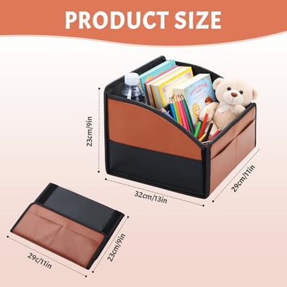 Car Storage Organizer Leather Back Seat Car Caddy Basket,Car Organizer with Console Front Back,6 Apartments Reinforced Car Organizers and Storage,Black