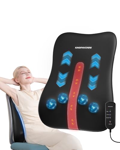 Back Massager for Pain Relief Deep Tissue, Up-Down Rolling & Ultra-Slim Shiatsu Back Massager with Cushion Layer, Lower Back Massage for Chair Home Office, Gift for Men Women