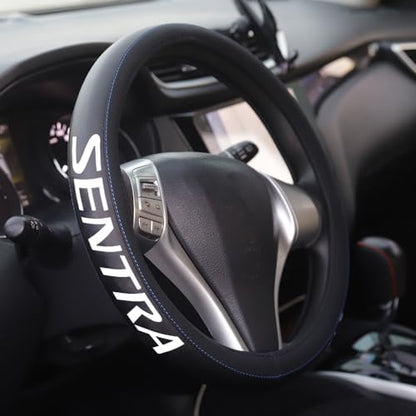 XITER Leather Steering Wheel Cover for Sentra 2013-2019,with Sentra Logo - color: Sentra 2013-2019,With "Sentra" LOGO