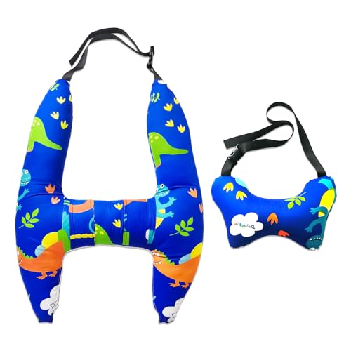 Ivtivfu H-Shape Car Seat Pillow for Kids, Blue Dinosaur | Kids Car Pillows, Child Car Head Support, Travel Neck Rest, Car Seat Pillow for Children - color: Blue Dinosaur