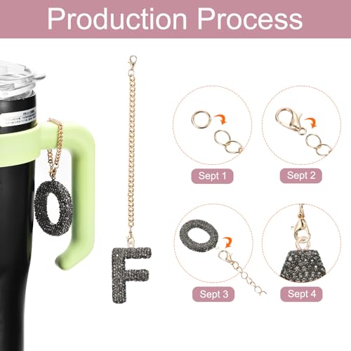 MECCANIXITY Bling Car Letter Charm, Initial F Letter Interior Car Rear View Mirror Decoration Hanging Crystal Ornaments for Women Bags Water Cup DIY Craft, Gray - style: F Letter
