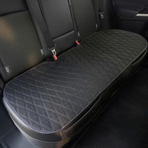 Leader Accessories Universal Black Faux Linen Rear Car Seat Cover Size M - Bench Seats Protector for Most Vehicles Cars Truck SUV - Bottom Auto Seat Cushion Pad Mat with Anti Slip Back - color: Rear Size M Black