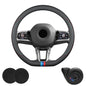 D-Shaped Car Steering Wheel Cover for BMW X3 3 5 4 2 7 Series 2023 2024 2025 2026 Accessories, Nappa Leather Non-Slip & Breathable, 14.5-15 Inches