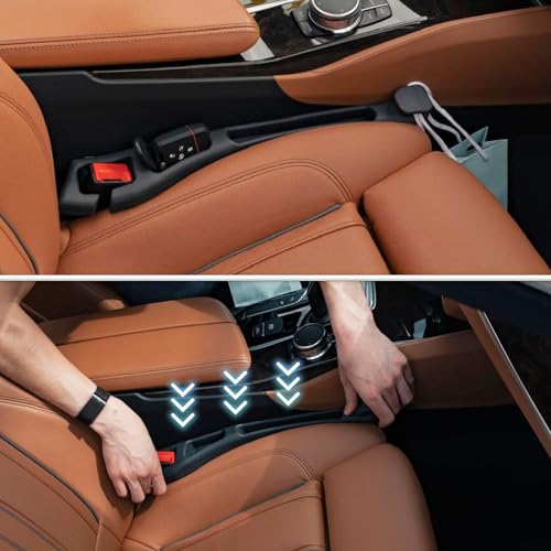 3‑in‑1 Car Seat Gap Filler and Side Gap Plug (Set of 2) – Storage Slot & Holder for Phone, Keys and Essentials – Fills Gap Between Seats – Universal Fit for Cars, SUVs and Trucks
