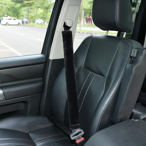 Soft Faux Fur Universal Fit Seatbelt Cover Car Truck SUV Airplane Seat Belt Shoulder Pad for Carmera Backpack Straps Neck Cushion Protector Extra Long 25.6in Black - color: Black, size: 25.6in 1pack