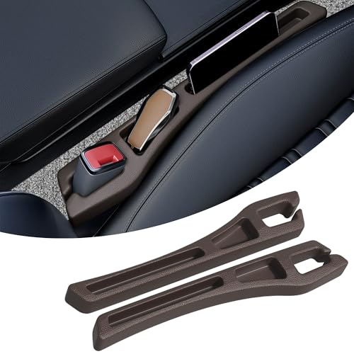 2PCS Car Seat Gap Filler Organizer, Multifunctional Car Gap Filler with Fill and Storage Function for Storing Phones Keys Cards, Universal No Drop Seat Guard for Cars (Brown) - color: Brown
