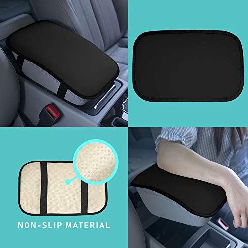 FH Group Faux Leather Center Console Armrest Cushion, Luxury Seat Box Cover Protector fits Most Cars, SUVs, and Trucks Black - color: Black, style: Console Cover (Plain)