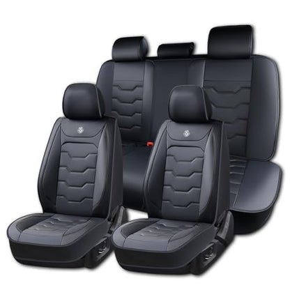 for Nissan Rogue 2008-2026 Car Seat Covers, Black Car Seat Covers, Waterproof Leather, Full Set of 5 Seats, Easy to Clean and Install, Wear Resistance, Protect and Upgrade Seats - color: Lite_Black