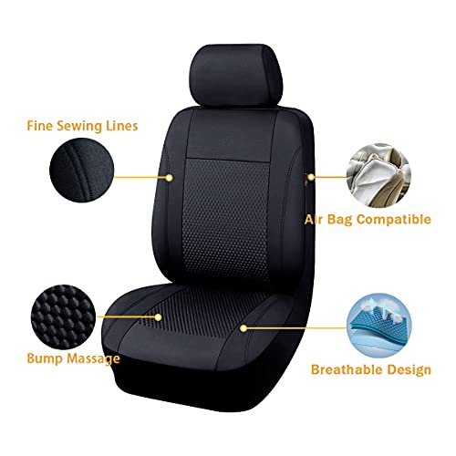 Flying Banner car seat Covers Full Set Velvet Cubic Stamp Massage Breathable Rear Bench Split Black Gray Beige tan 40/60 50/50 60/40 (Full Set - Low Back, Black) - color: Black