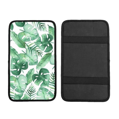 Tropic Leaf Auto Center Console Armrest Cover Pad, Universal Fit Waterproof Comfort Car Armrest Cushion for Most Vehicle SUV Truck - color: Tropic Leaf