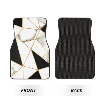 Universal Fit Car Floor Mats, White and Black Marble Abstract Modern Crack Geometric Pattern Set of 4pcs Car Carpet Fit for SUV, Vans, Sedans, Trucks - color: Marble