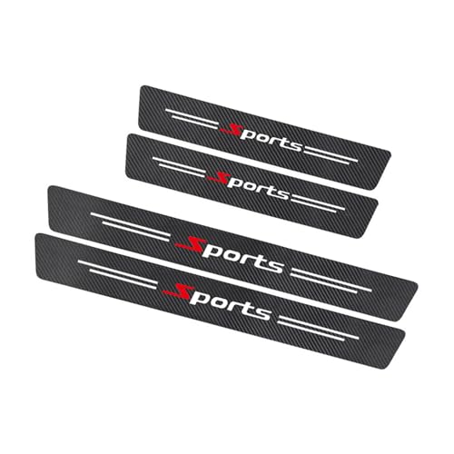 4 PCS Car Door Sill Protectors, Carbon Fiber Sport Threshold Guard Sticker, Anti-Scratch Door Edge Protection Decoration, Universal for Most Cars - size: 4 PCS