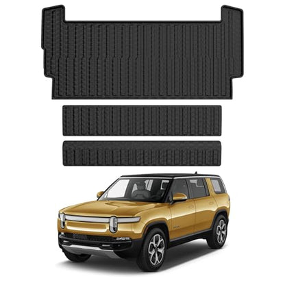 Mixsuper Cargo Liner for 2022-2025 Rivian R1S Cargo Mat Backrest Mat for R1S All Weather Trunk Mat Backrest Mat TPE for R1S Accessories Includes 3PCS Set - size: 22-25 |R1S| Cargo & Backrest Mat