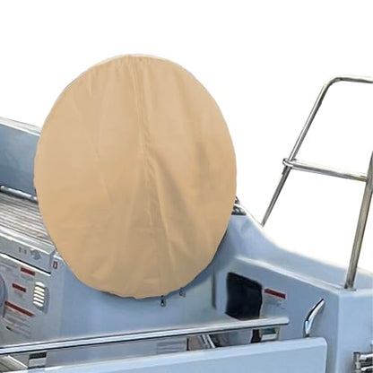 SavvyCraft Waterproof Boat Steering Wheel Covers, Heavy Duty Solution-Dyed 600D Fade-Resistant UV Protection Sailboat Yacht Marine Steering Wheel Protector Case, Vecro and Zipper Closure Beige 26" - color: Beige, size: 26" Wheel Diameter
