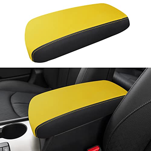Car Center Console Armrest Cover for Kia Optima 2016-2018 2019 2020 Leather Anti-Scratch Central ArmRest Box Lid Seat Cover Protector Cushion Saver Interior Accessories(Yellow+ Black Leather) - color: Yellow leather + Black leather