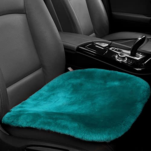 IRIWOOL Genuine Sheepskin Auto Seat Pad, Australian Soft Wool Seat Cover Breathable and Sweat-Wicking Comfort Warm Universal Fit,19.2 inch x19.2 inch (Front seat Cushion 1pc, Dark Green) - color: Dark Green, size: 1 Count (Pack of 1)