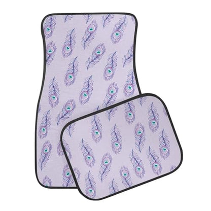 Peacock Purple Feather Car Floor Mats Front & Rear Car Mats Set of 4pcs Car Carpet Universal Fit for SUV,Vans,sedans,Trucks - color: Peacock Purple Feather