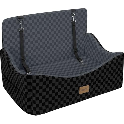 JOEJOY Dog Car Seat for Medium/Large Dogs - Reversible Dual-Sided Travel Dog Car Bed with Memory Foam, Washable Pet Booster Seat for Dogs up to 55 lbs or 2 Small Dogs, 2 Safety Leashes, Dark Grey - color: Dark Grey, size: Large
