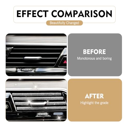 10PCS Bling Car Vent Outlet Trim, Sparkling Rhinestone AC Vent Decoration Strip, ABS Scratch-resistant Auto Interior Protective Accessory, Universal for Most Cars Trucks SUVs (White)