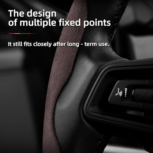 Suede Thin Car Steering Wheel Cover, 3 Piece, Fits 14-16 inch Round Steering Wheels, Mocha - color: Mocha, size: 3pcs: Fits Round Steering Wheels