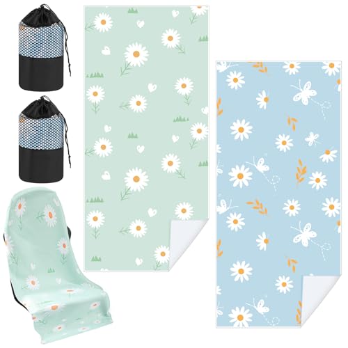 Hahafelt Car Seat Towel Covers with Storage Bag, 63 x 32 Inch Universal Non Slip Waterproof Sweat Protector for Car Truck, Gym Swimming Running, Machine Washable(2 Pack,Daisy) - style: Daisy