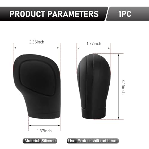 2 PCS Gear Shift Knob Cover, Silicone Anti-slip Scratch-resistant Shift Knob Protector, Water-proof Highly Stretchable Handbrake Cover, for Most Manual Transmission Cars (Black)
