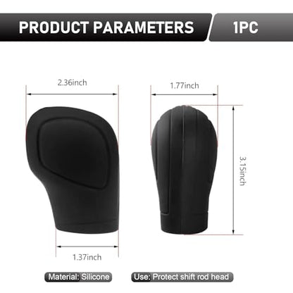 2 PCS Gear Shift Knob Cover, Silicone Anti-slip Scratch-resistant Shift Knob Protector, Water-proof Highly Stretchable Handbrake Cover, for Most Manual Transmission Cars (Black)