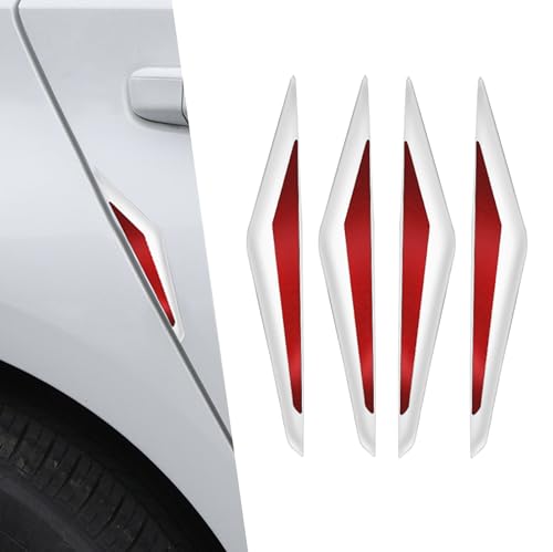 4 PCS Car Door Anti-Collision Strips, Self Adhesive Car Door Protector Trim Strips, Door Edge Bumper Guards, Universal for Most Cars (White Red) - color: White #Red