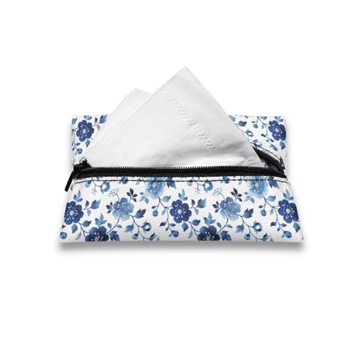 Blue Flowers Tissue Pouch, Small Pockets Stylish Tissue Pouch for Coins Easy to Carry Small Pouch for Keys Coins Credit Cards - color: Blue Flowers 01