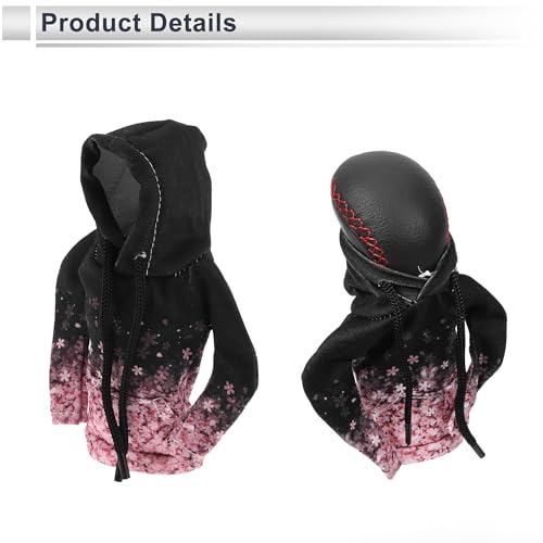 1 Pc Universal Gear Shift Knob Cover Automotive Manual Stick Shifting Handle Protector Flower Hoodie Style Black,Pink Polyester