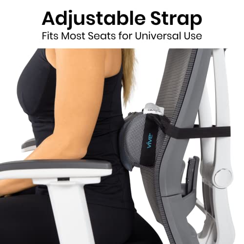Vive Cooling Lumbar Support Pillow for Chair & Car - Back Pressure Relief Seat Cushion for Office or Gaming - Soft Memory Foam Bolster Helpful for Sciatica, Pregnancy, Elderly, Truckers, Desk Jobs