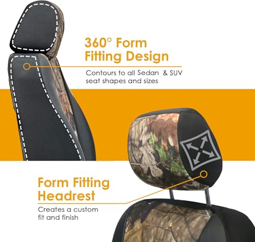LPI Truck Mossy Oak Heavy Duty Car Seat Covers for Front Seats; Fits Sedans and SUVs, Includes Front and Rear Storage Pockets, Built-in Molle Style Organizer; Semi-Custom Fit; 2pcs - color: Sedan Seat Cover Camo