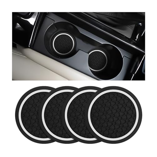 Mandark 4PCS Car Cup Holder Coasters, 2.75 Inch Non-Slip Insert Water Bottle Holder Pads, Dustproof Automotive Interior Accessories Mat, Universal for Vehicles, Trucks, RVs and More（Black/White） - color: Black/White, size: 4PCS
