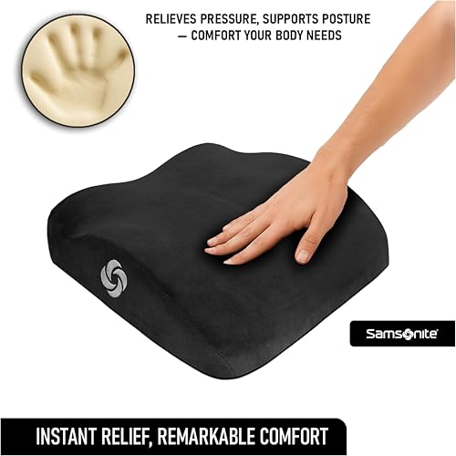 Samsonite Car Seat Cushion Curved Pillow - Butt Cushions for Office Chairs, Car Seat Back Support Pillow Tailbone Support Cushion