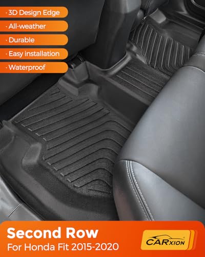 Car Floor Mats for Honda Fit : 2015-2020 (Not for Manual Transmission) Cargo Trunk Liner, Accessories All Weather Rubber Custom Fit for Honda Fit 2020 2019 2018 2017 2016 2015 SUV 5-Seat Models Black
