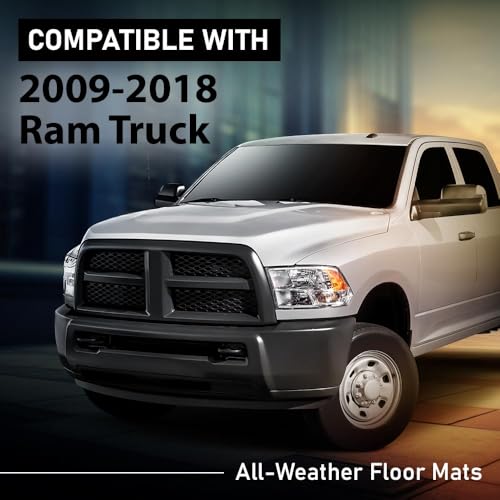 G-PLUS Cargo Liners Compatible with 2009-2018 Dodge Ram Crew Cab(Not Fit Quad Cab & Tradesman) All Weather Full Cover Protection 1st & 2nd Row 3PCS TPE Car Floor Liners Accessories - size: Fit Dodge Ram 09-18 | Crew Cab | 3PCS